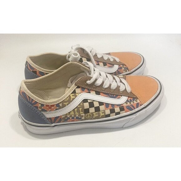 Vans Camp Positive Skate Shoes Sneakers Sz 7/ 5.5 Lace-up Canvas Foxing Peace - Picture 1 of 8